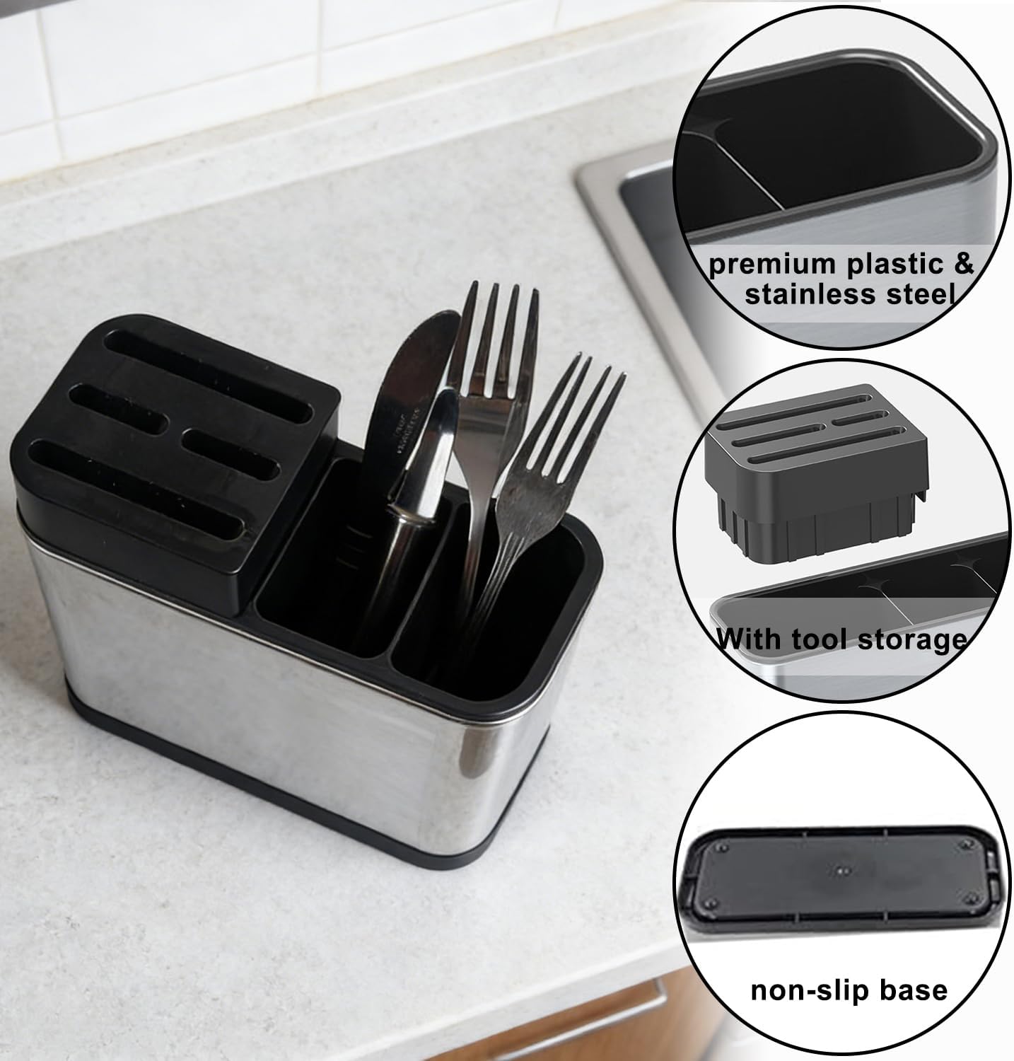 Organizador de Cuchillos y Cubiertos para Cocina - Portacuchillos Multifuncional